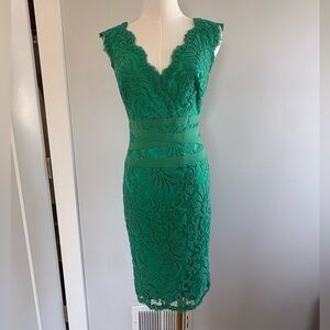 Tadashi Shoji Emerald Green Lace Midi Dress